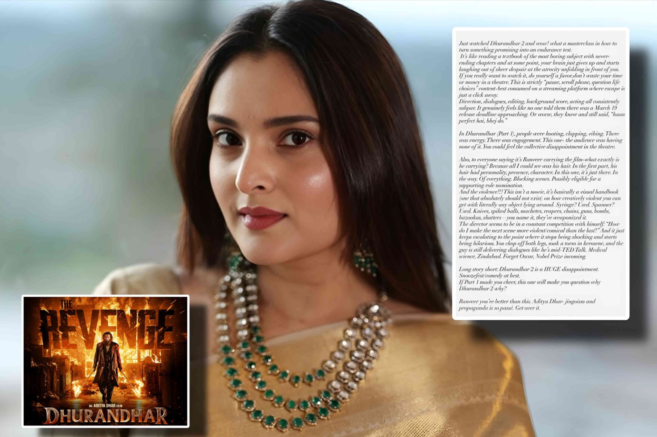 ramya spandana criticizes dhurandhar 2 review