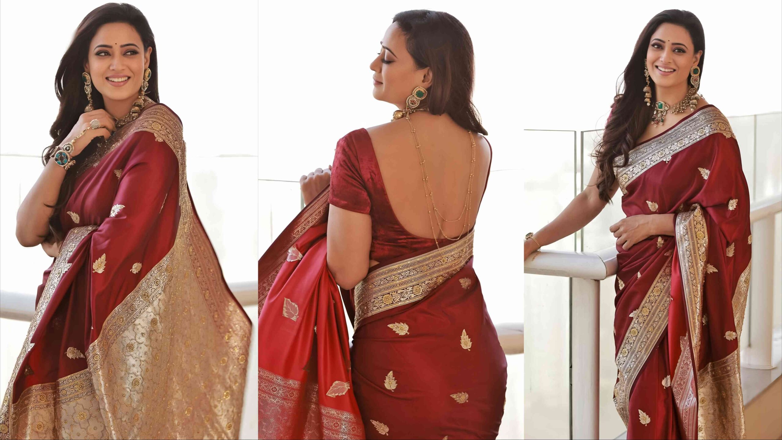 Shweta Tiwari Traditional Look Red Saree
