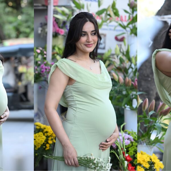 surbhi jyoti pregnancy photoshoot pista green baby bump viral
